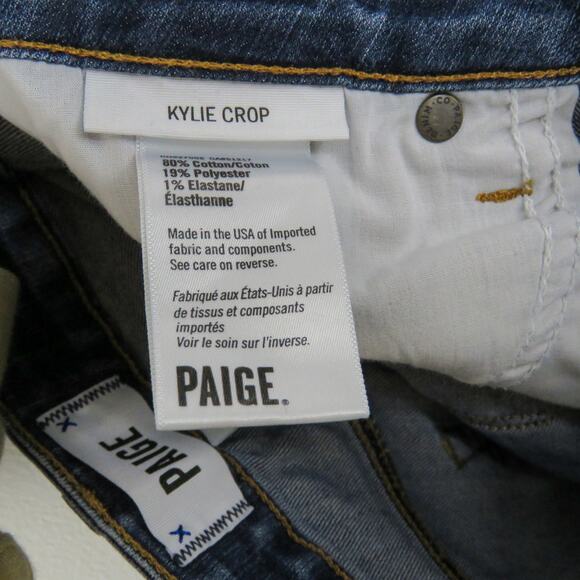 Paige The Kylie Crop Jeans Designer Skinny Jeans Mid Rise Dark Wash Size 25 - Picture 6 of 7